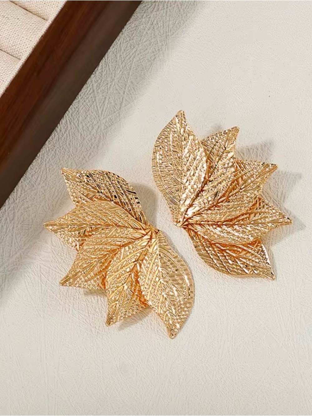 Radiant Gold Leaf Cluster Statement Earrings
